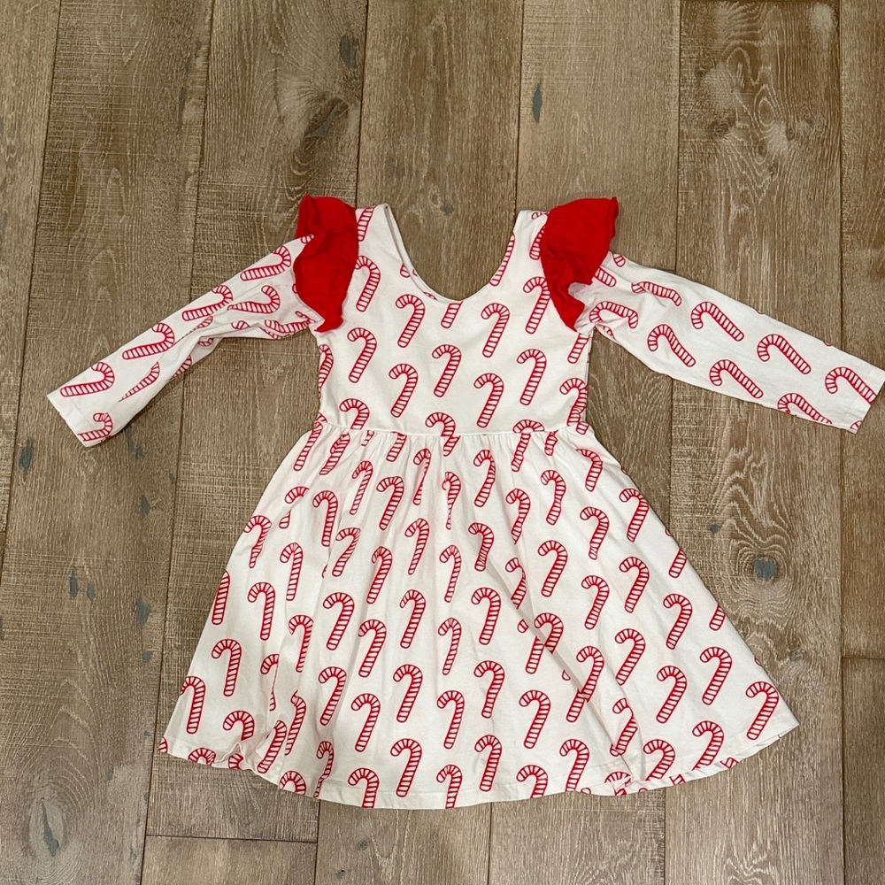 Red and White Candy Cane Kids Casual Dress